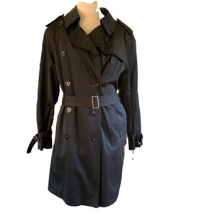 Fleet Street sz 14 black nylon trench double breasted rain coat